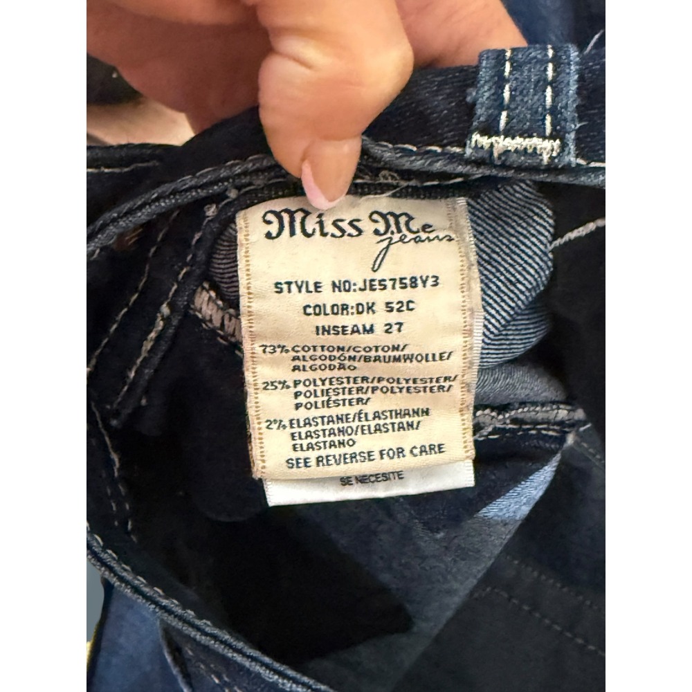 Miss Me Dark Wash Embellished Low rise Cropped Skinny Jeans - JES758Y3 - Size 29 - Picture 11 of 14